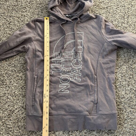 The North Face Womens Gray Logo Hoodie Sweatshirt Medium Pullover Cotton Blend - Picture 5 of 7